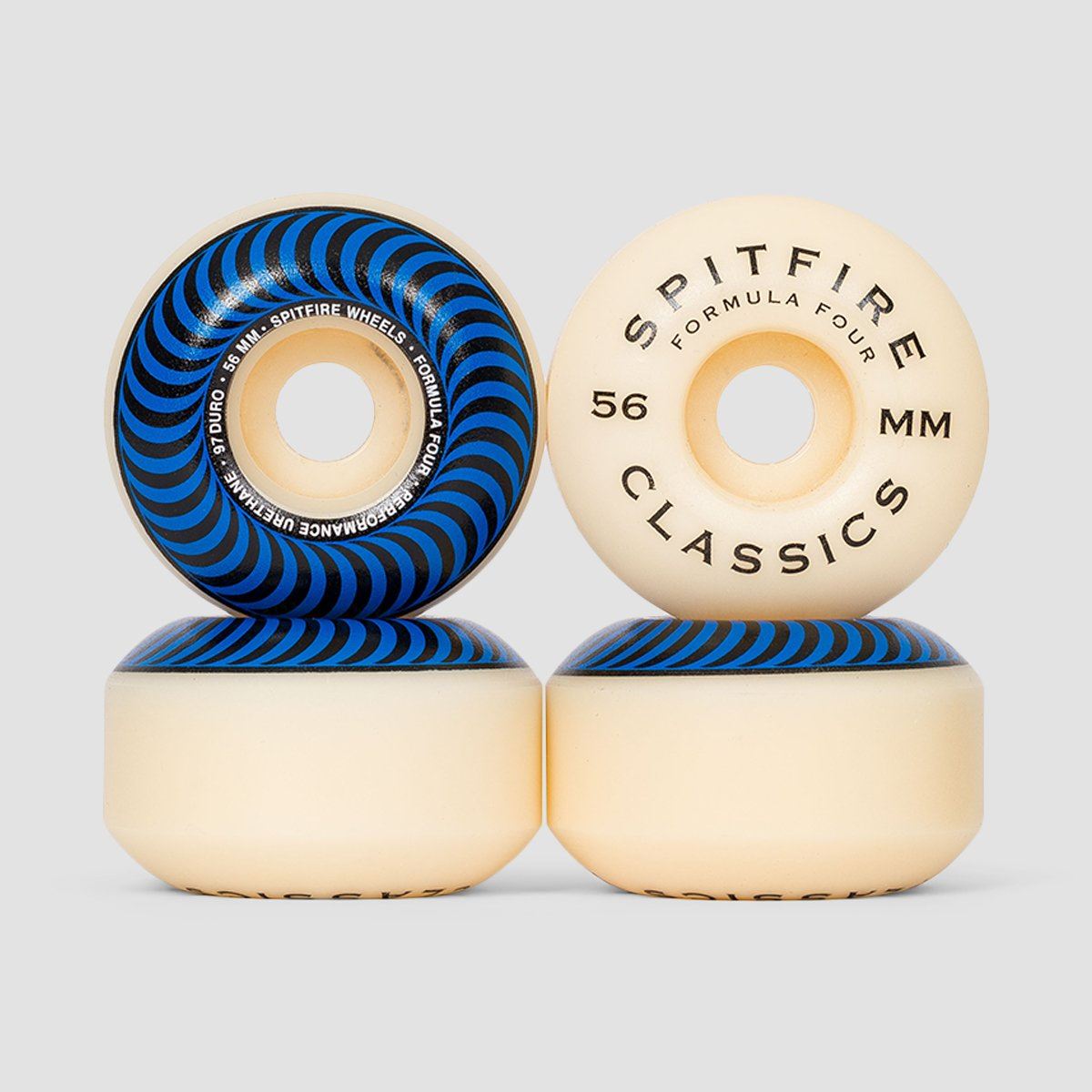 Spitfire Formula Four Classic 97DU Skateboard Wheels Natural/Blue 56mm