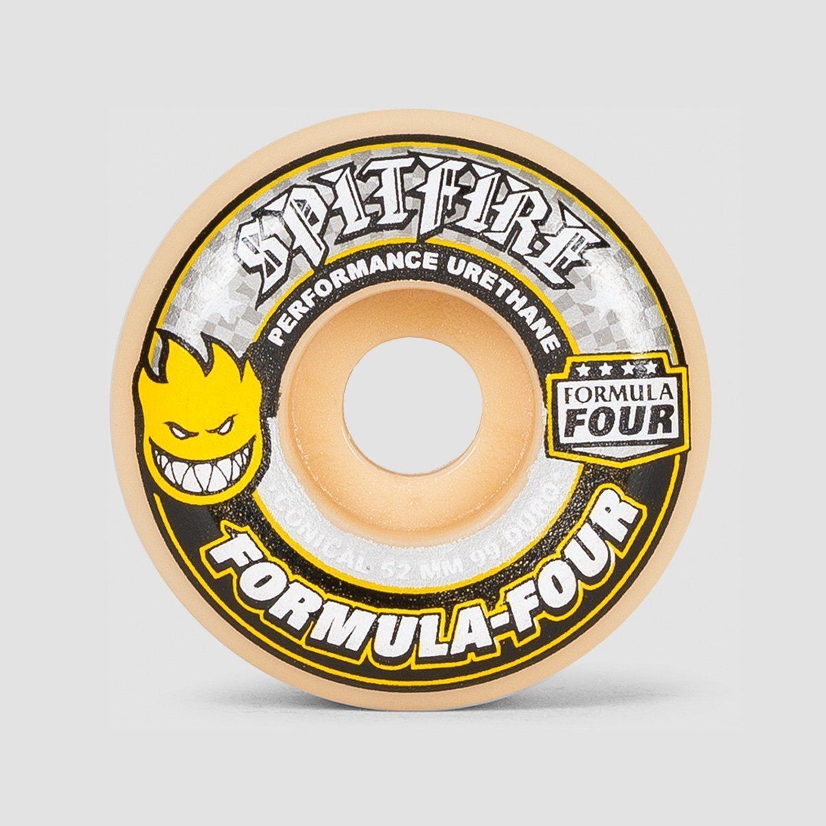 Spitfire Formula Four Conical 99DU Skateboard Wheels Natural/Yellow 52mm
