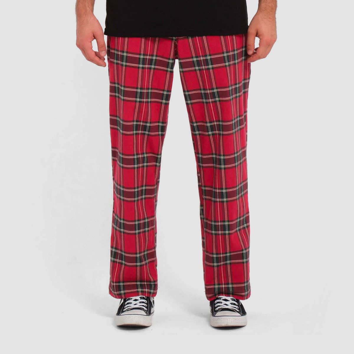 Mens red and store black plaid pants