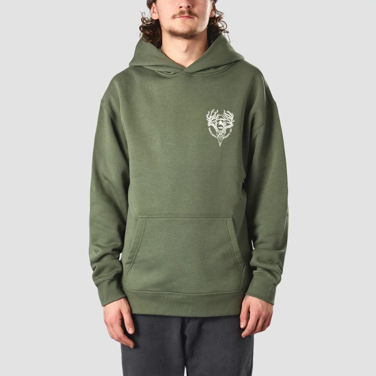Heathen Ceronnous Mono Relax fit Pullover Hoodie Cypress