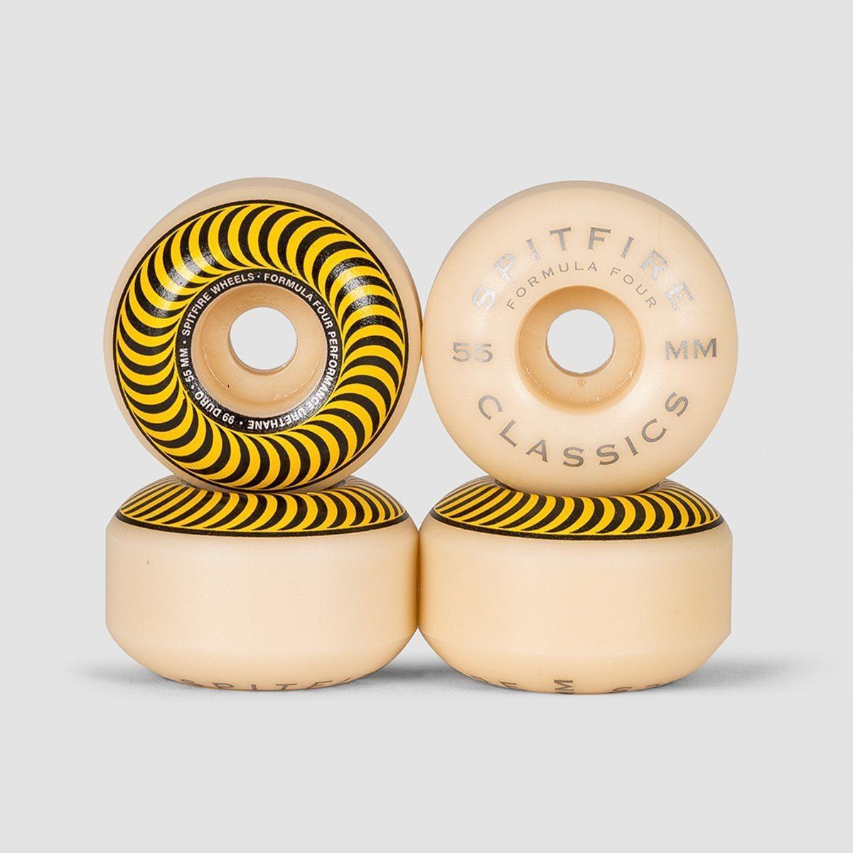 Spitfire Formula Four Classic 99DU Skateboard Wheels Natural/Yellow 55mm