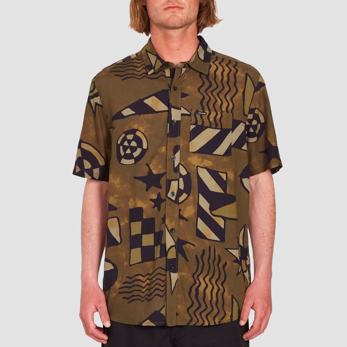 Volcom Hand Geo Short Sleeve Shirt Service Green