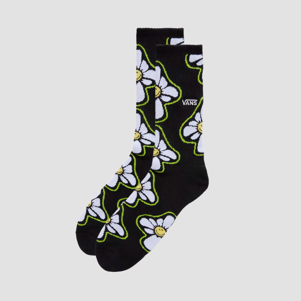 Vans Skate Classics Crew Socks Black/Smiling Flower