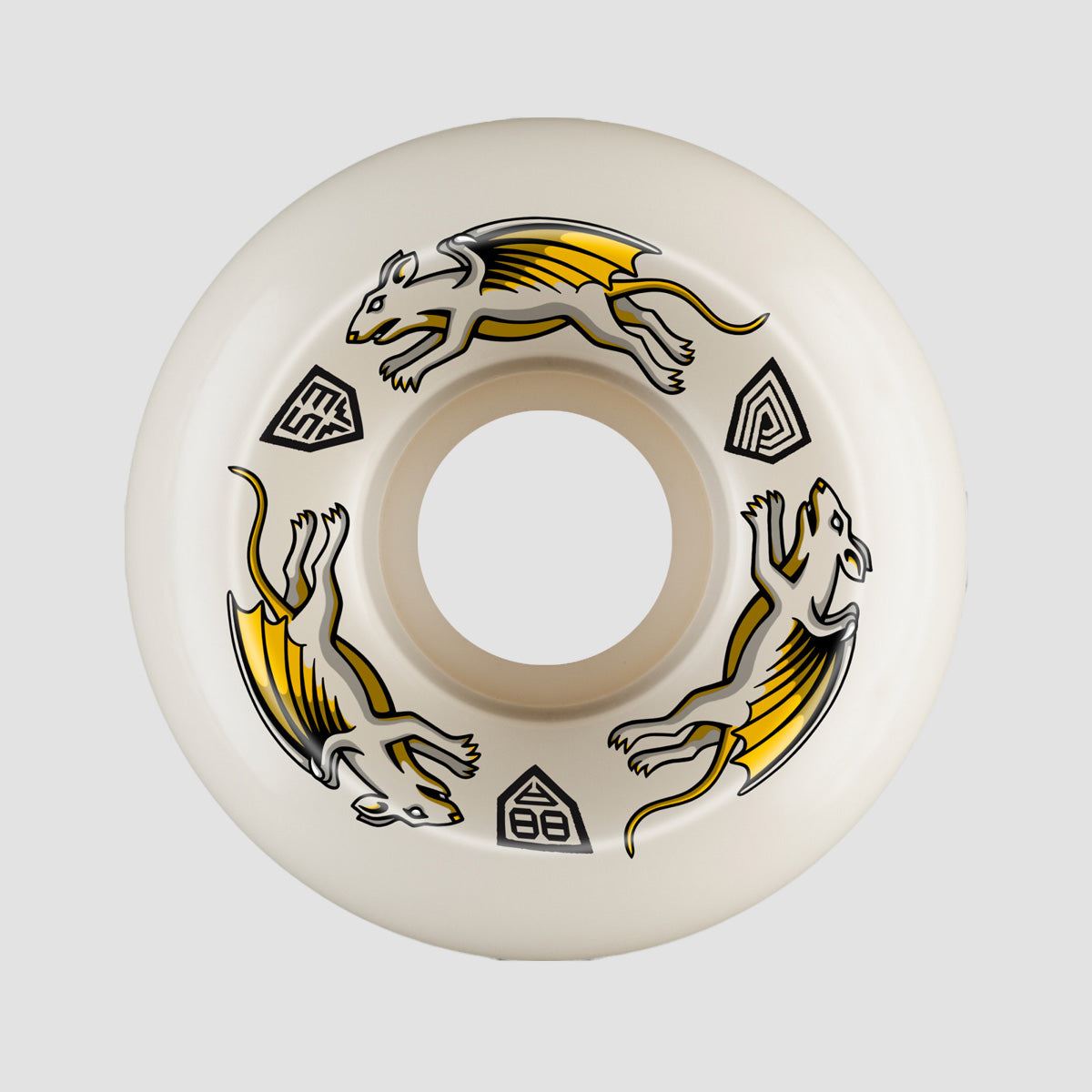 Powell Peralta Dragon Formula Nano Rats 88A V6 Skateboard Wheels White 53x 33mm