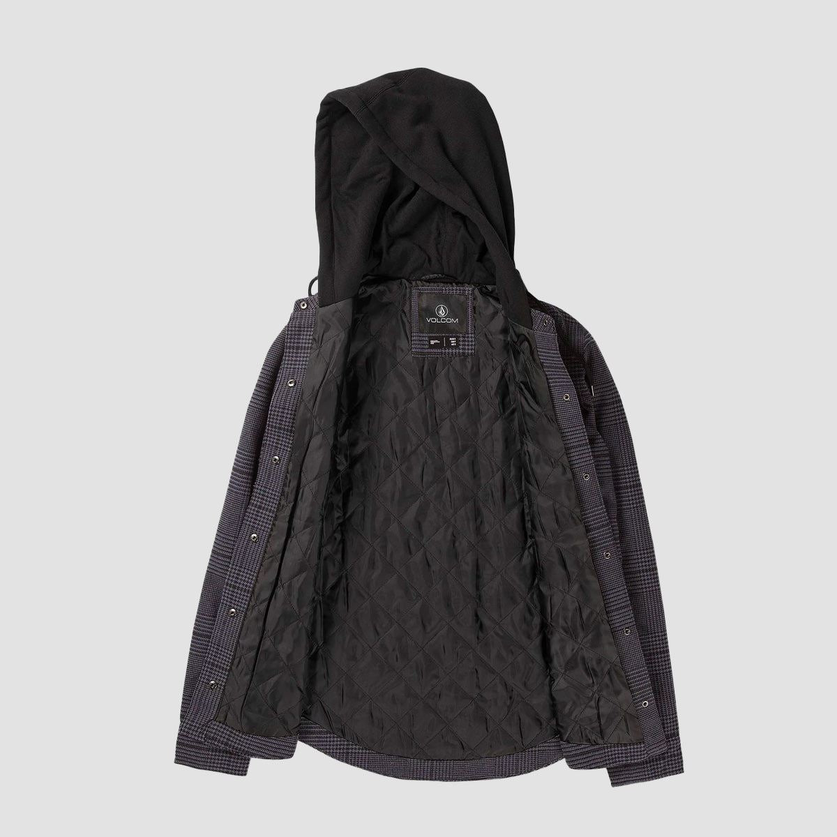 Volcom Hooded Flannel Jacket Black - Womens
