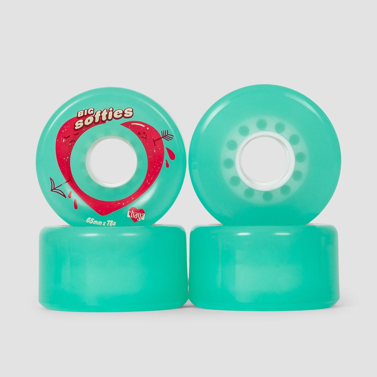 Chaya Big Softies 78A Outdoor Quad Wheels X4 Clear Teal 65mm