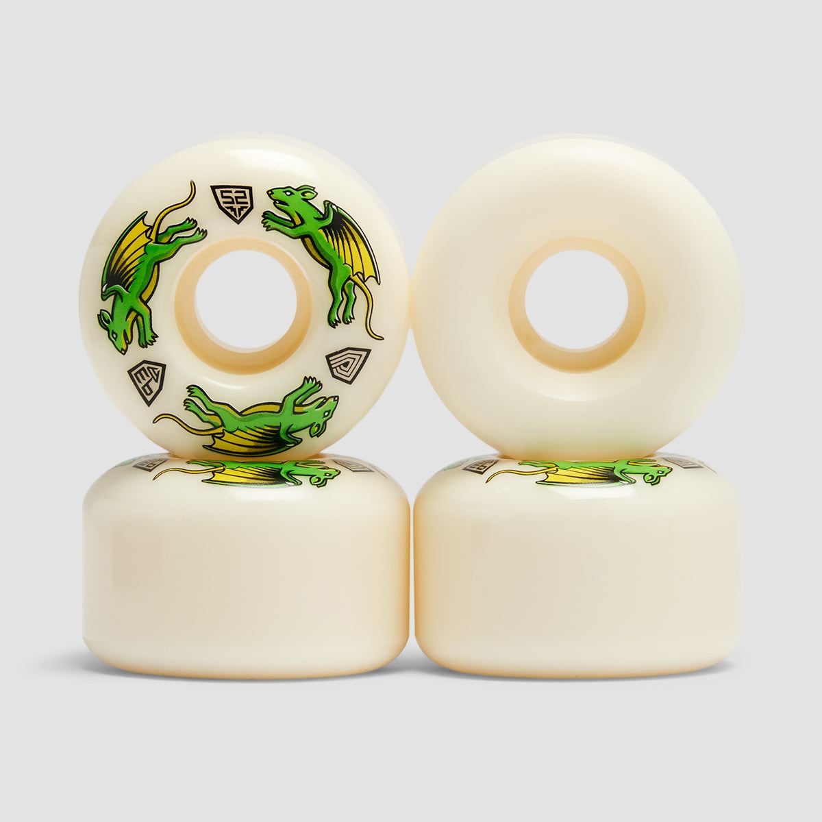 Powell Peralta Dragon Formula Nano Rats 93A V4 Skateboard Wheels White 52x 34mm