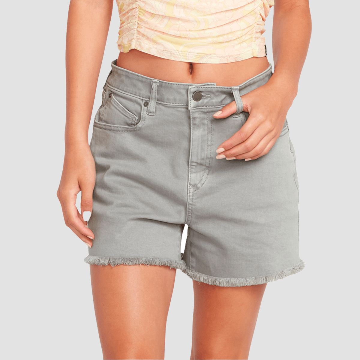 Volcom Stone Step Hiig Rise Denim Shorts Moonbeam - Womens