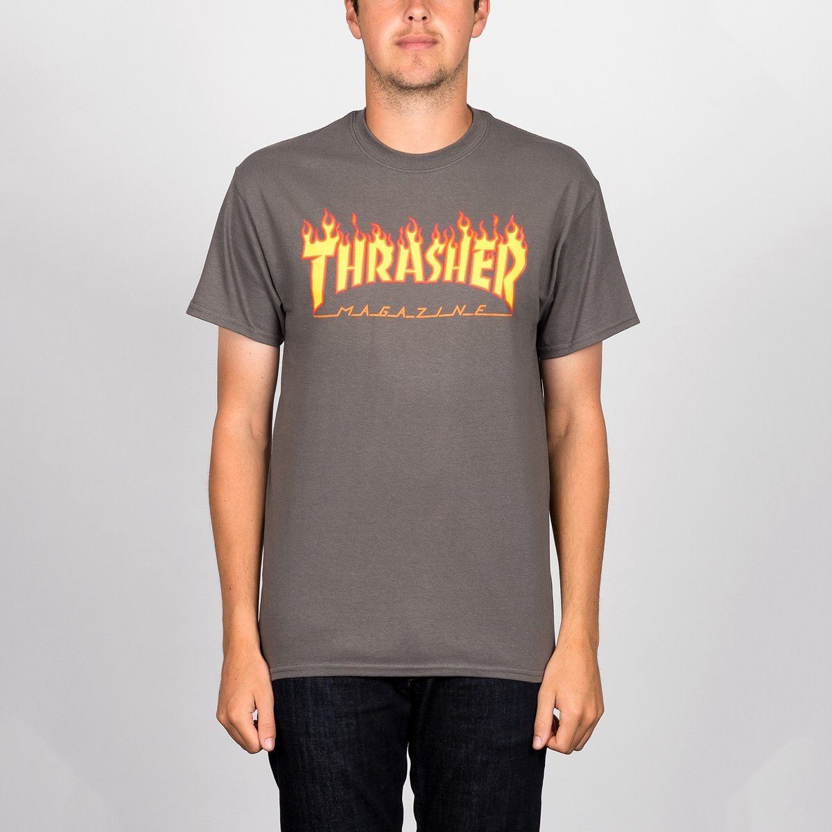 Thrasher Flame Logo T-Shirt Charcoal