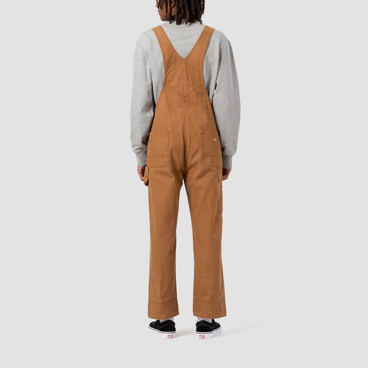 Dickies Duck Canvas Classic Bib Pants Stone Washed Brown Duck