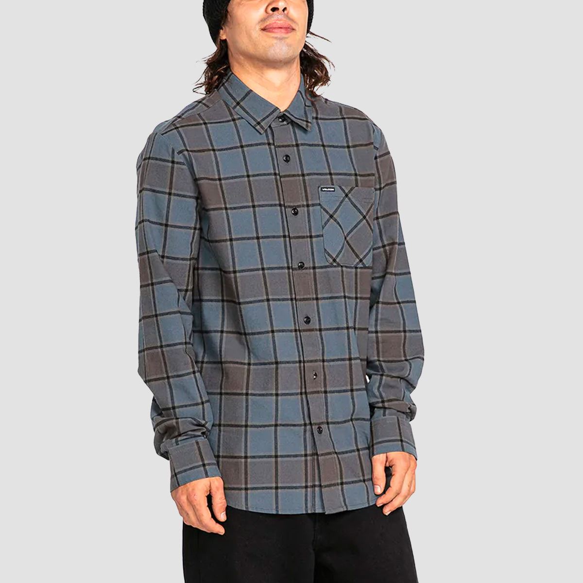 Volcom Caden Plaid Longsleeve Shirt Marina Blue