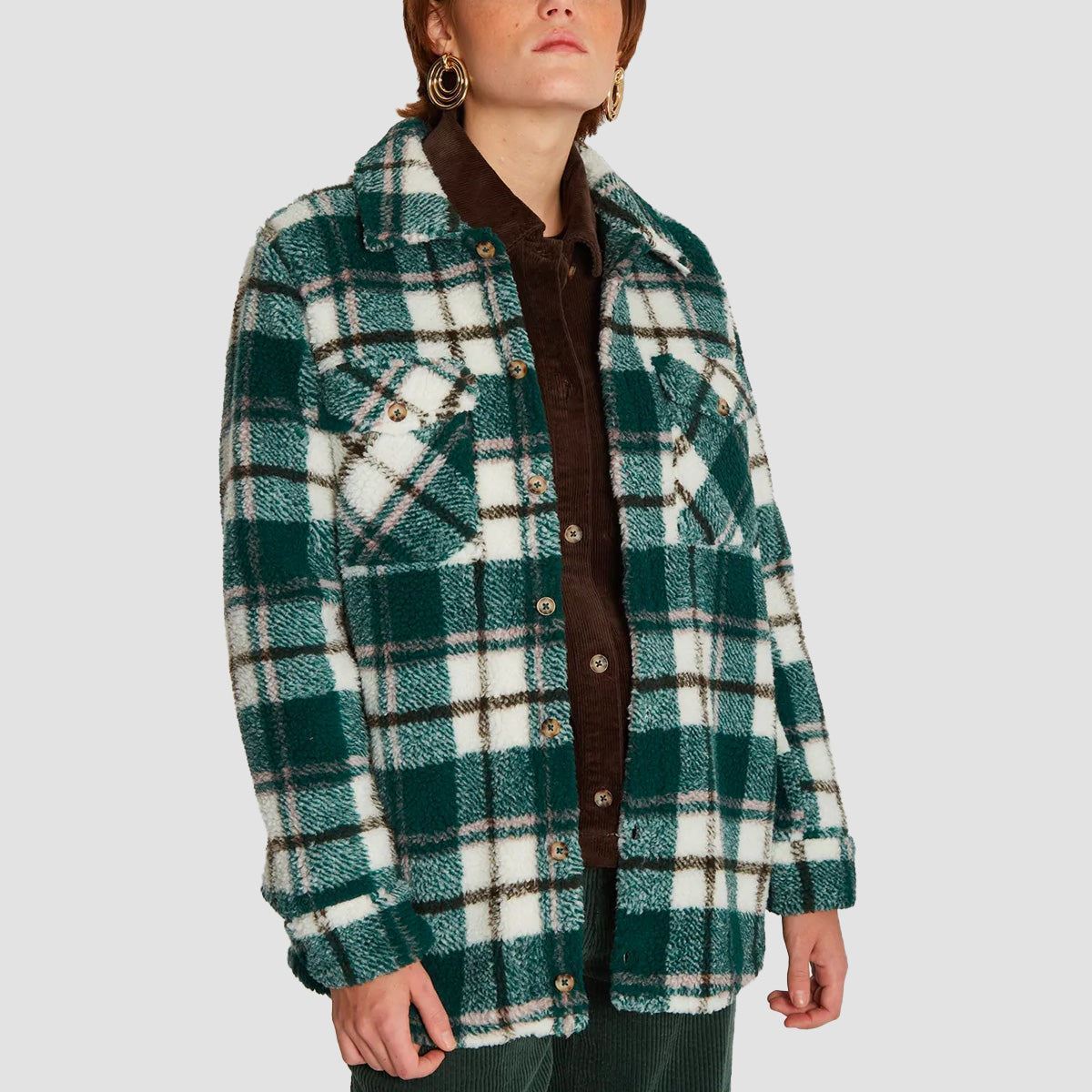 Volcom Silent Dizzorder Sherpa Jacket Dark Pine - Womens