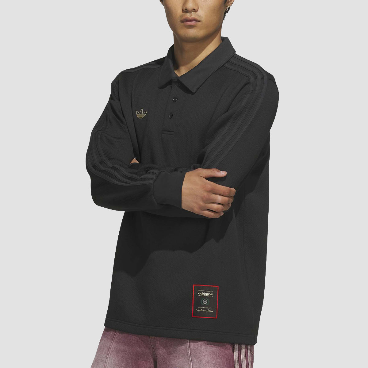 adidas Skateboarding X Tyshawn Rugby Longsleeve Polo Shirt Black