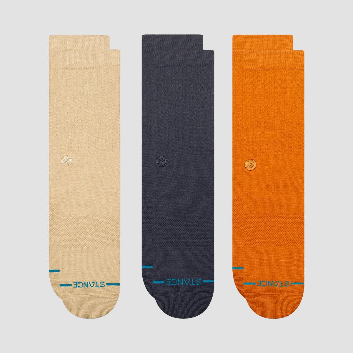 Stance Icon Crew Socks 3 Pack Sand