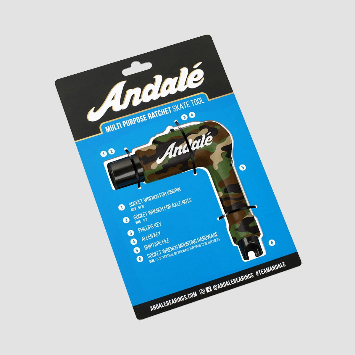 Andale Multi Purpose Ratchet Skate Tool Camo