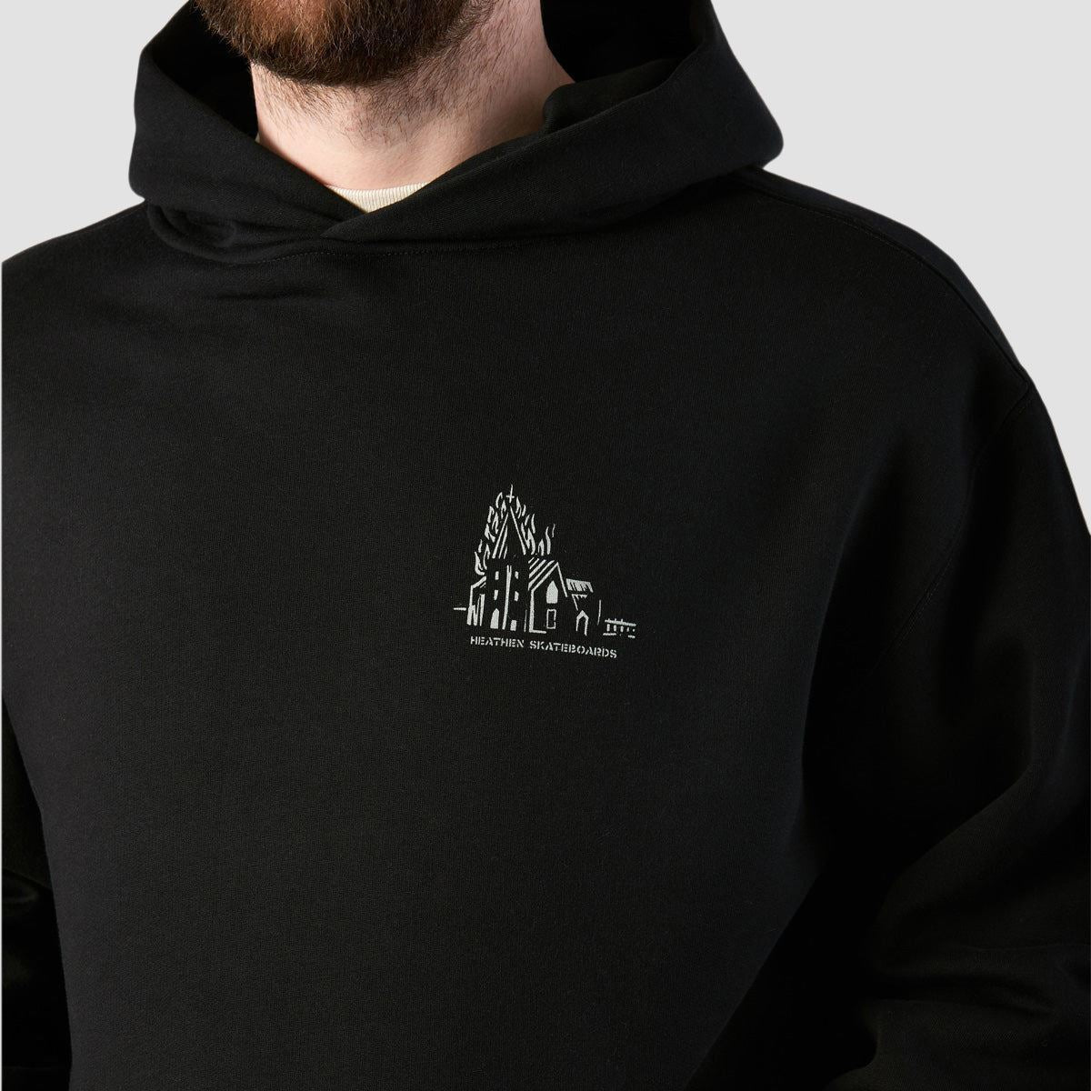 Heathen Lighthouse Relax Fit Pullover Hoodie Black