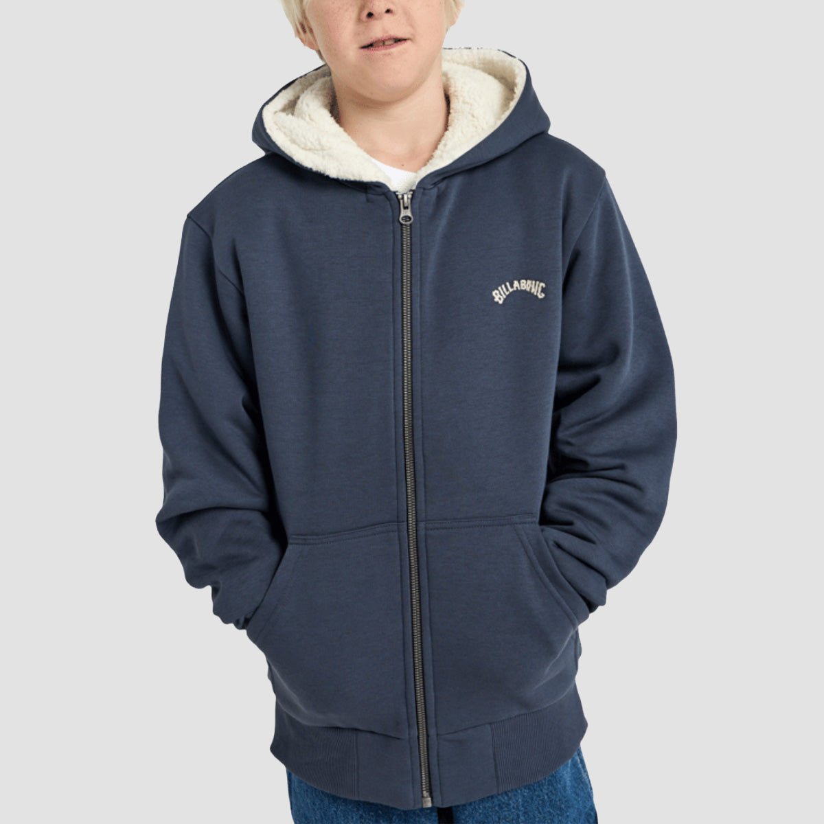 Billabong Arch Sherpa Zip Hoodie Ombre Blue - Kids