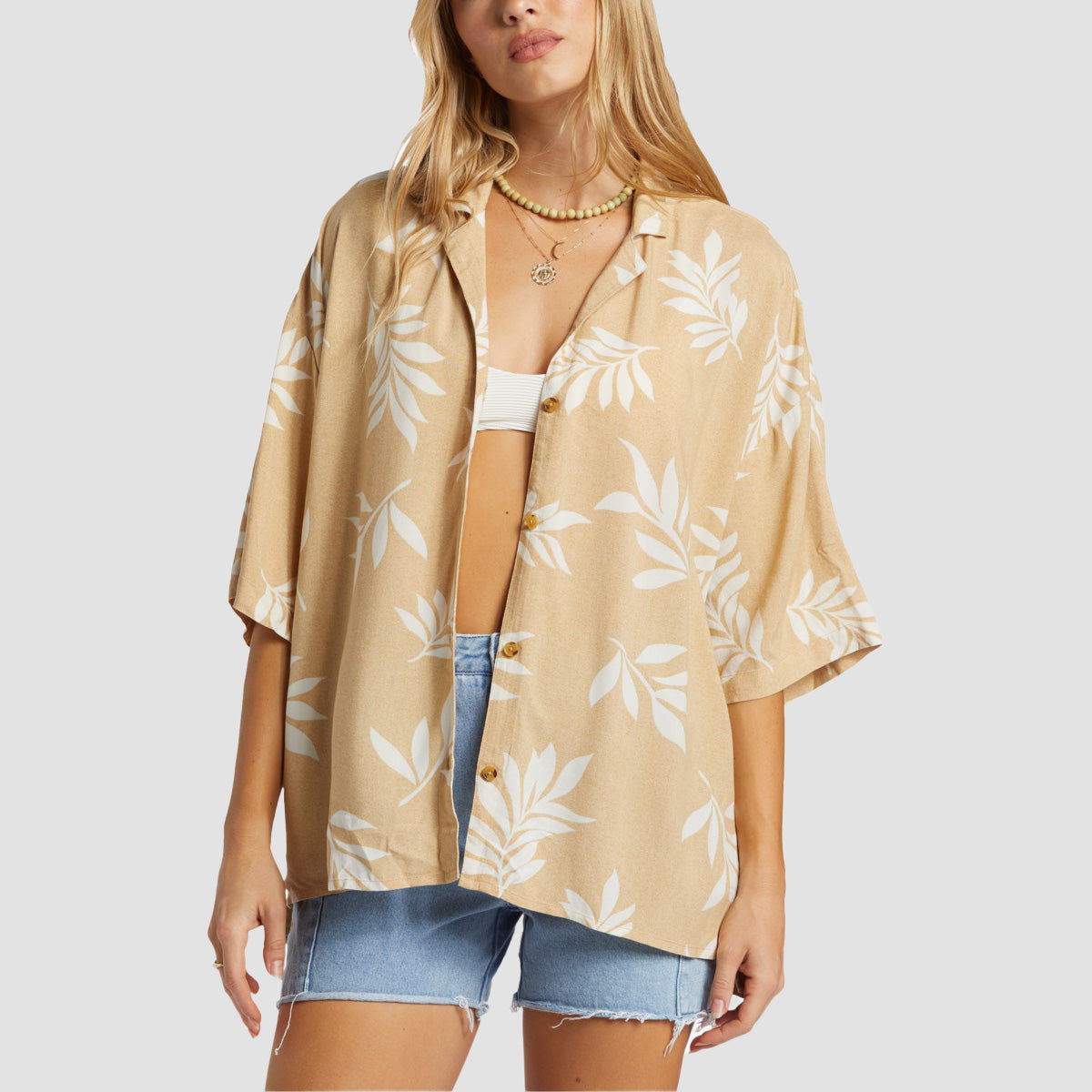 Billabong Beach Side Oversized Short Sleeve Shirt Multi - Womens