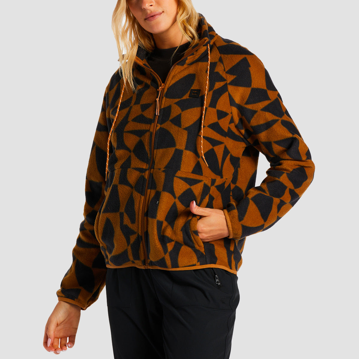 Billabong Boundary Zip-Up Mock Neck Fleece Walnut Womens