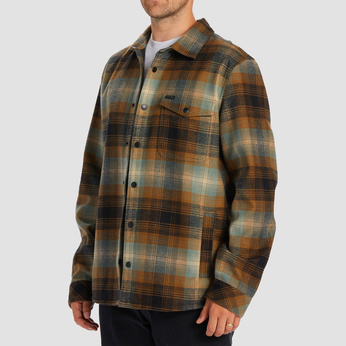 Billabong Furnace Bonded Longsleeve Flannel Shirt Dark Forest
