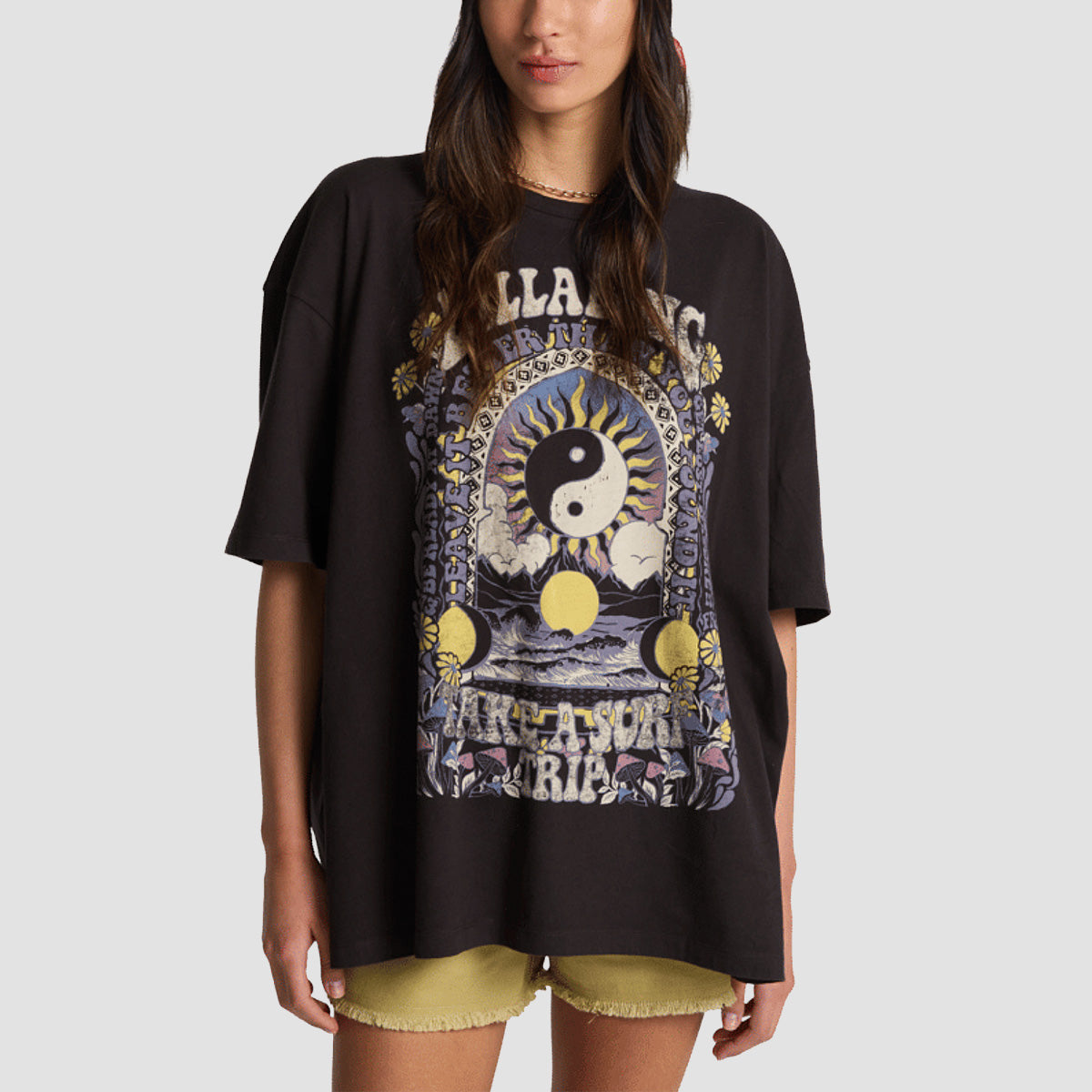 Billabong Surf Trip Loose Fit T-Shirt Off Black - Womens