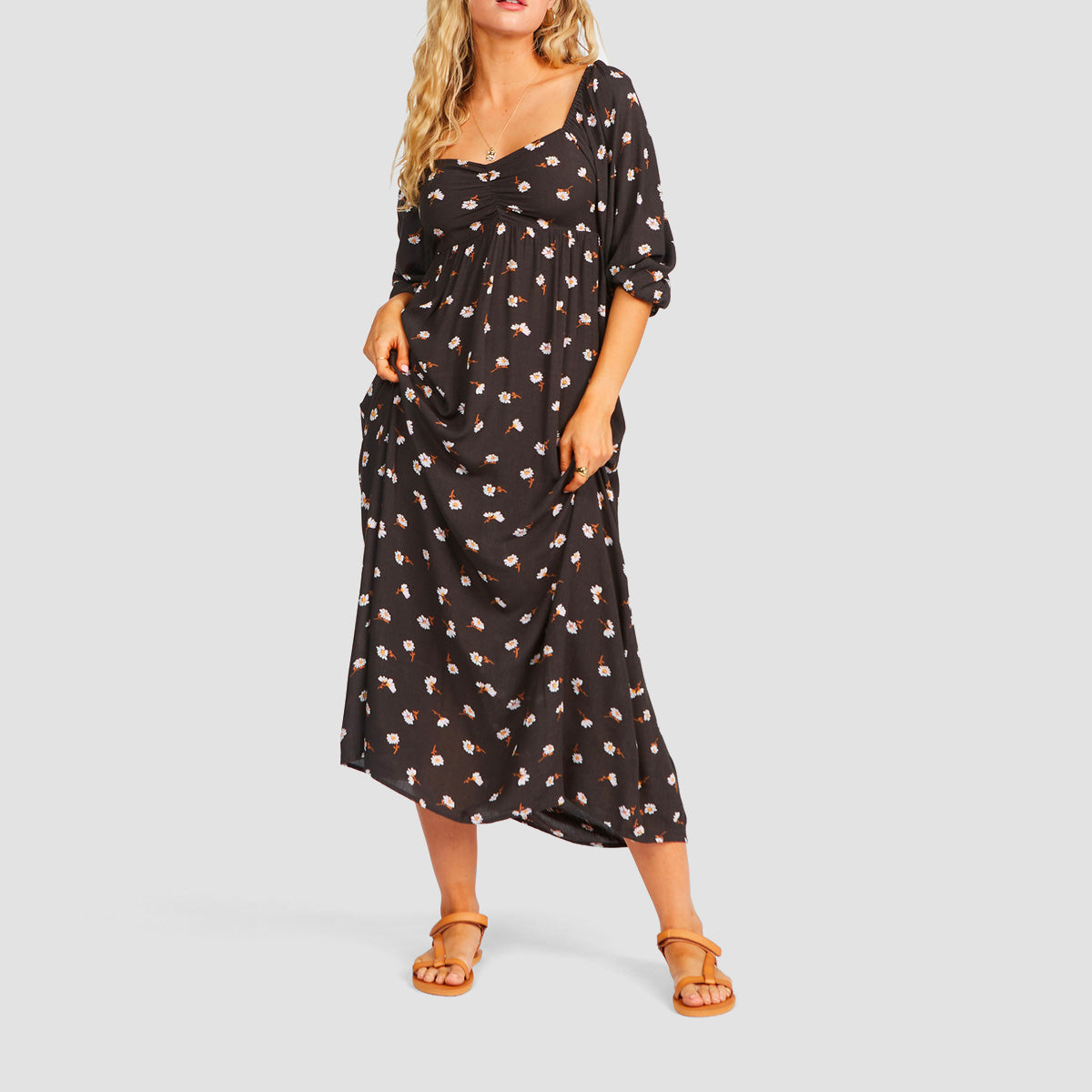 Billabong Swept Away Midi Dress Off Black - Womens