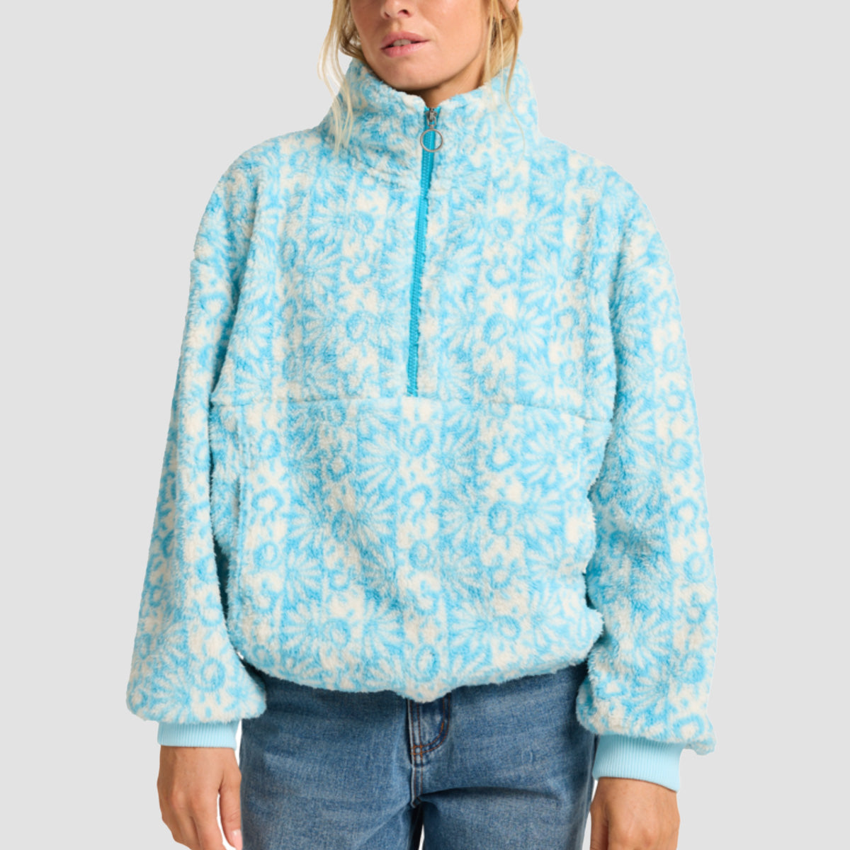 Billabong Time Off 1/2 Zip Fleece Sweatershirt Sea Spray Womens