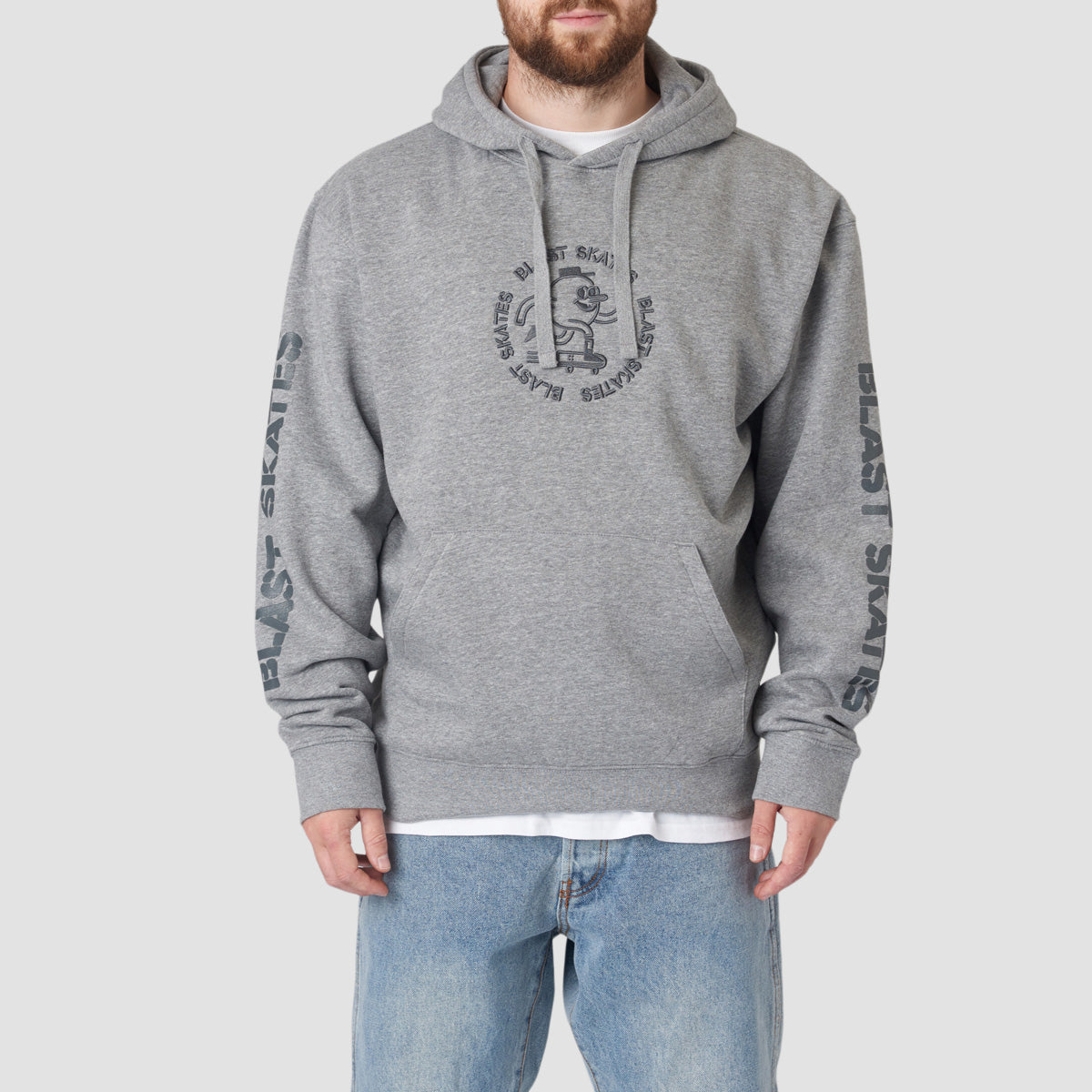 Blast Skates Stencil Logo Pullover Hoodie Ash Grey