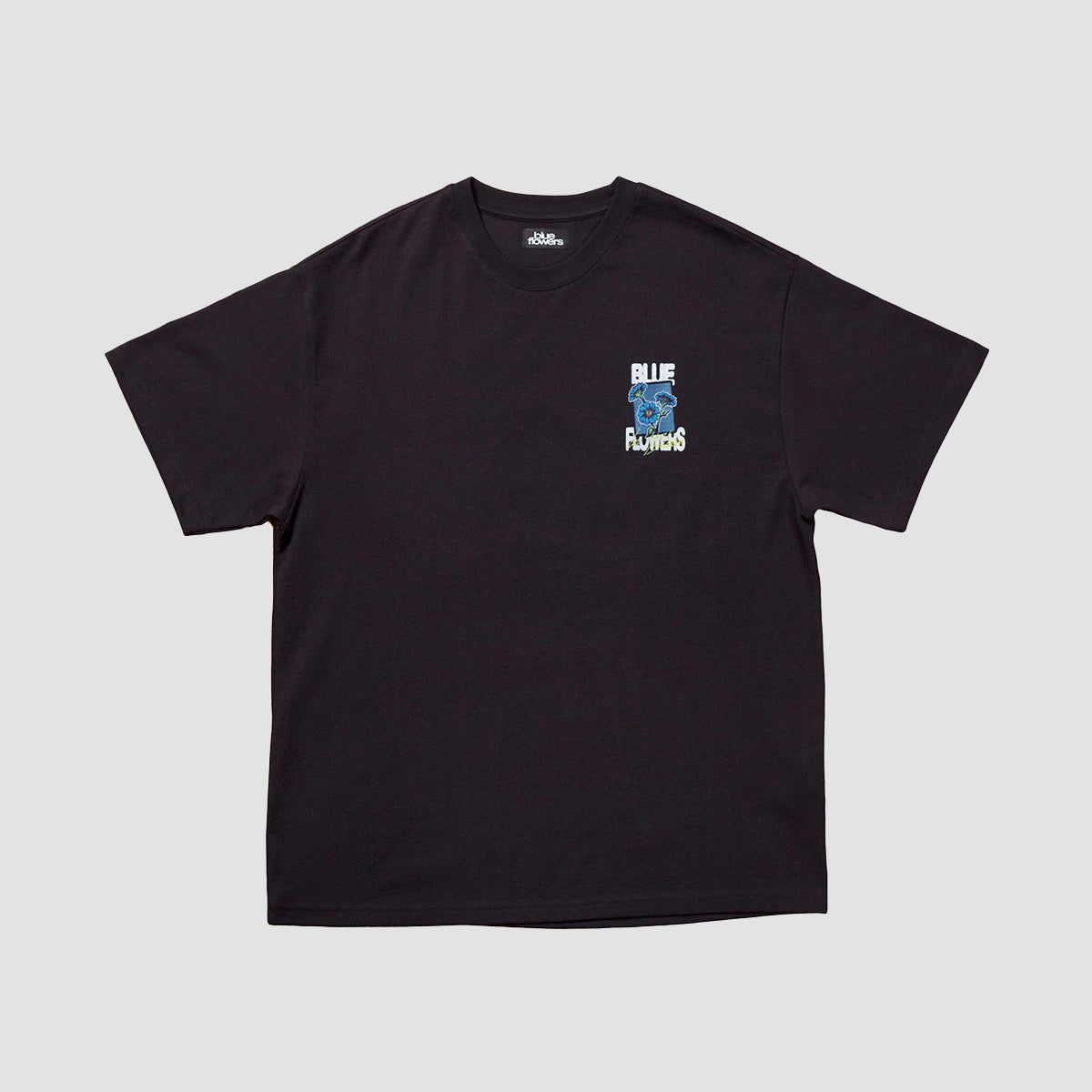 Blue Flowers In Bloom T-Shirt Black