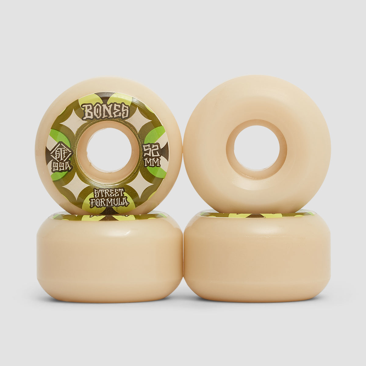 Bones Retros V5 Sidecut 99A STF Skateboard Wheels White 52mm