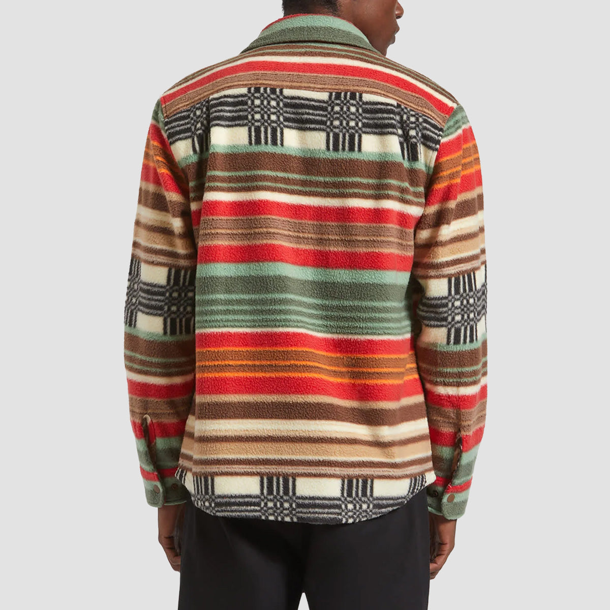 Brixton Bowery Arctic Stretch Longsleeve Fleece Shirt Multi Blanket Stripe