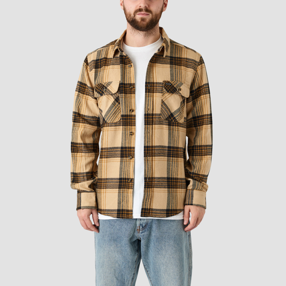 Brixton Bowery Longsleeve Flannel Shirt Sand/Black