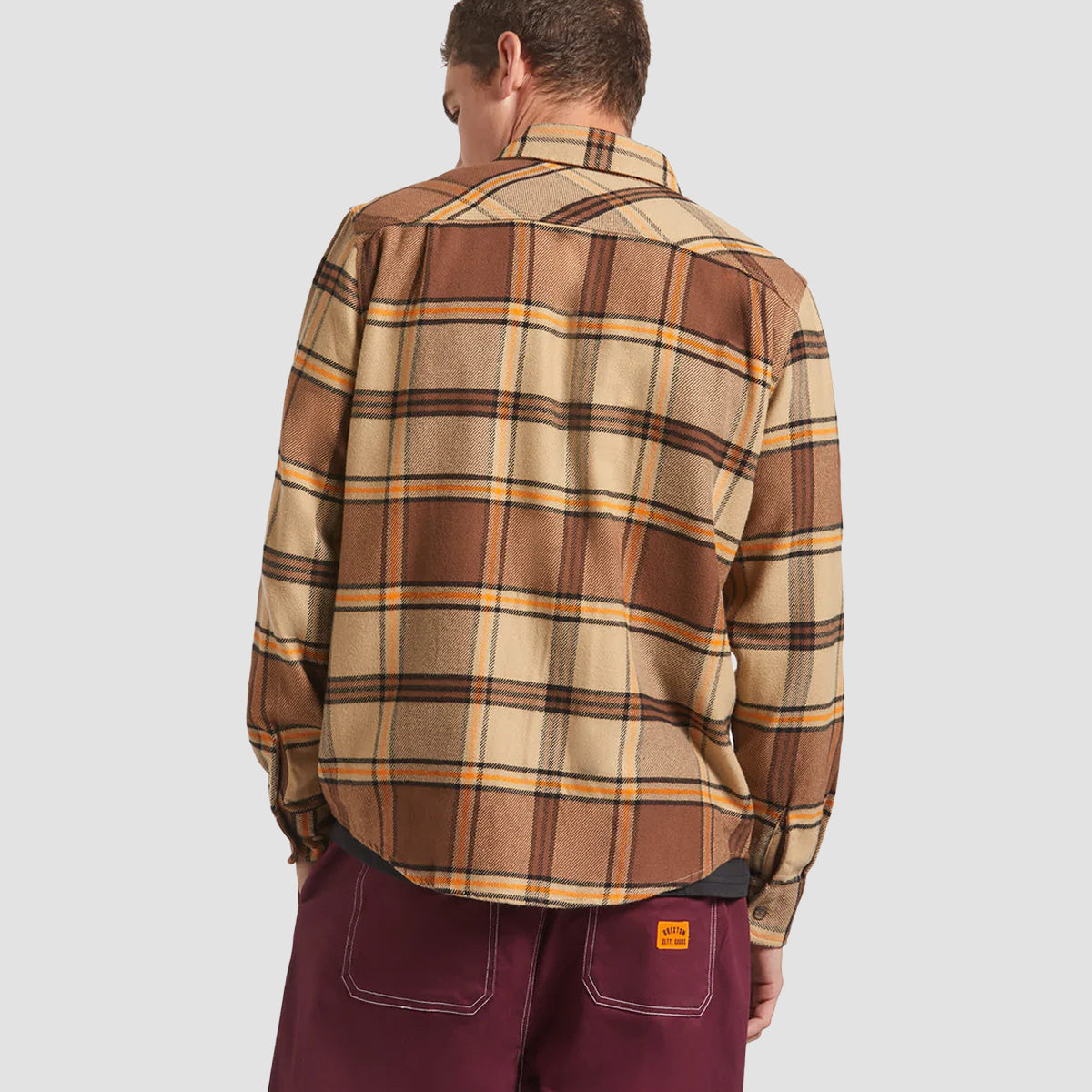 Brixton Bowery Longsleeve Flannel Shirt Sand/Pinecone/Solar Orange