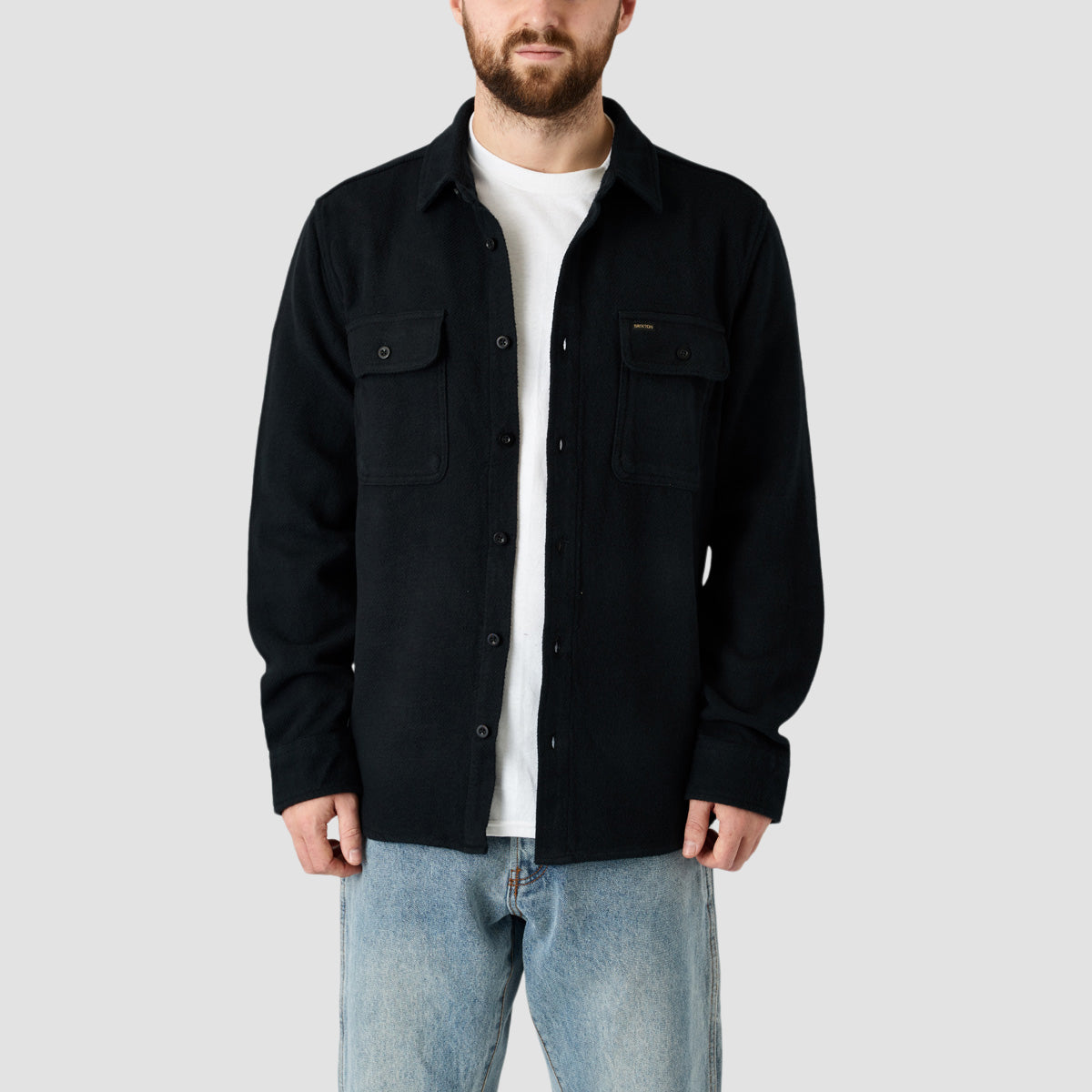 Brixton Bowery Textured Loop Twill Overshirt Black