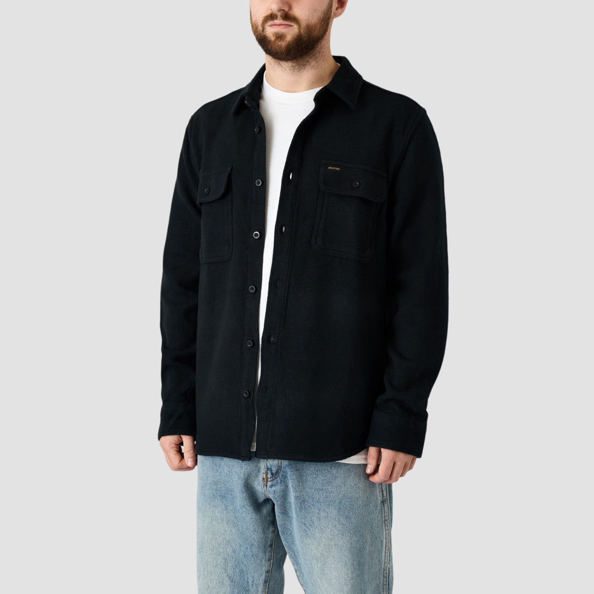 Brixton Bowery Textured Loop Twill Overshirt Black