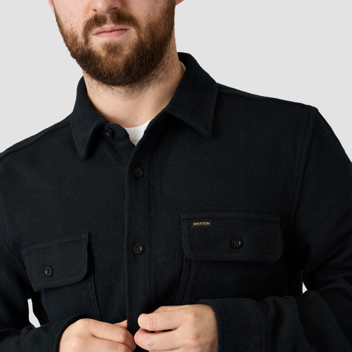 Brixton Bowery Textured Loop Twill Overshirt Black