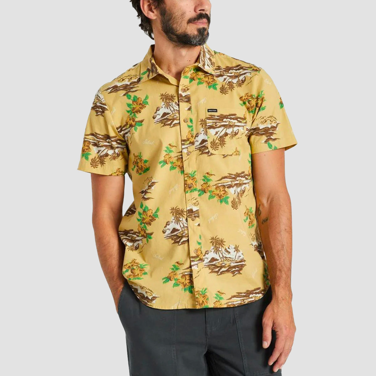 Brixton Charter Print Short Sleeve Shirt Straw/Paradise