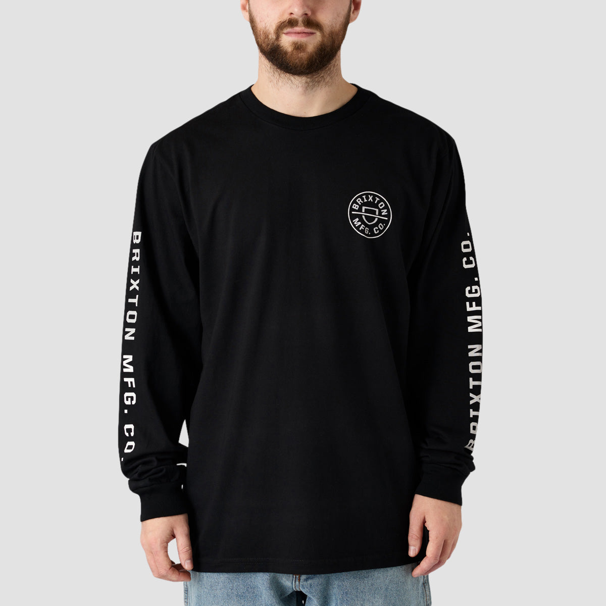 Brixton Crest Longsleeve T-Shirt Black/Mineral Grey/White