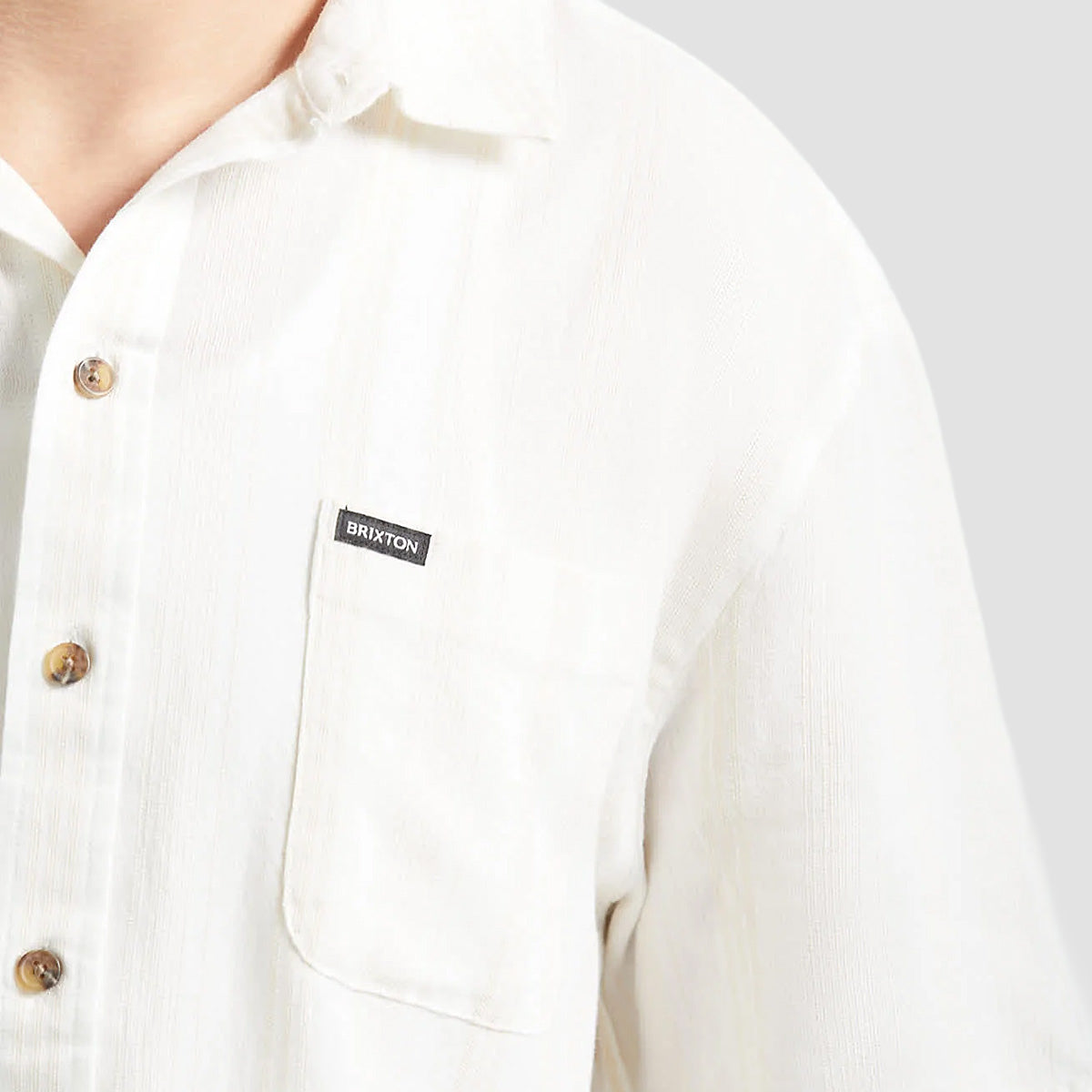 Brixton Cru Striped Dobby Short Sleeve Shirt Off White