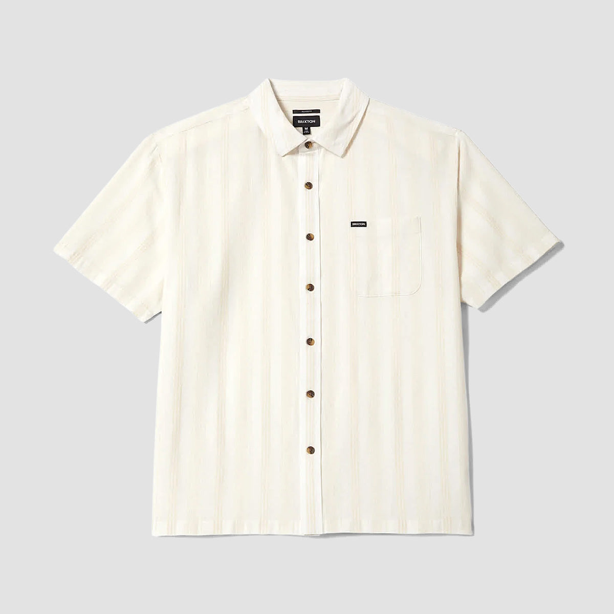 Brixton Cru Striped Dobby Short Sleeve Shirt Off White