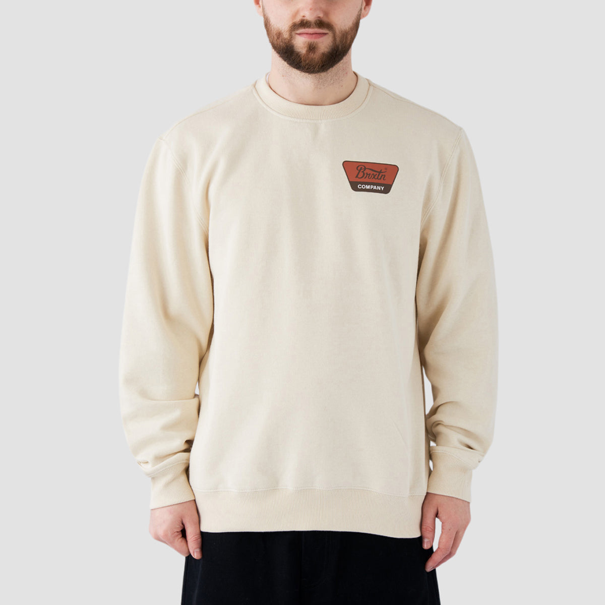 Brixton Linwood Crew Sweat Whitecap/Terracotta/Sepia