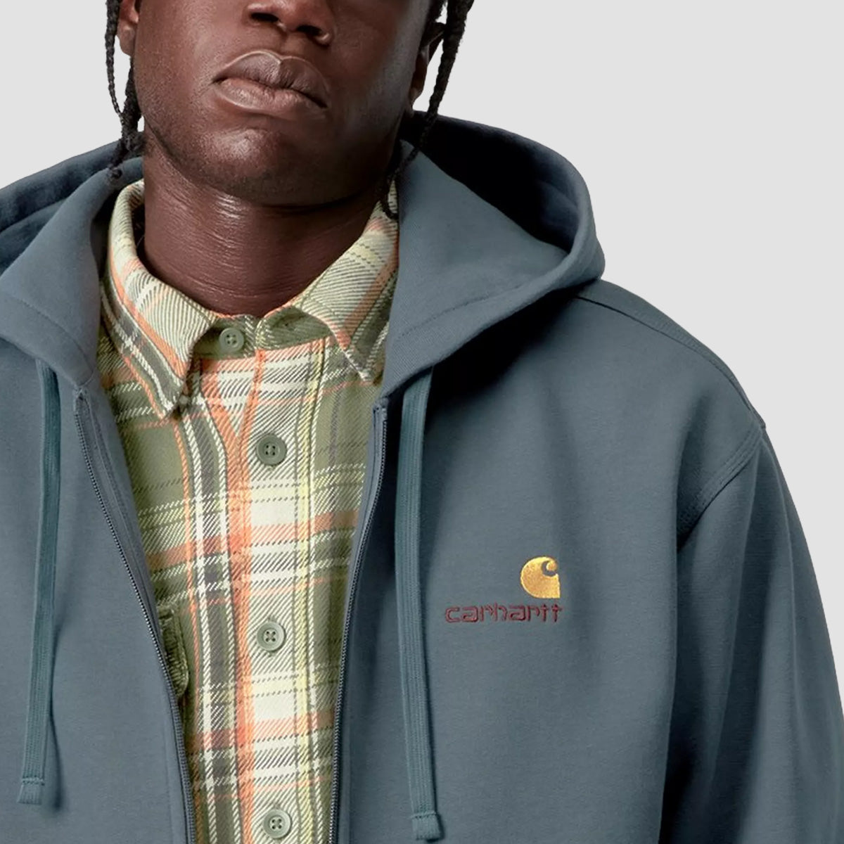 Carhartt WIP American Script Zip Hoodie Office Blue