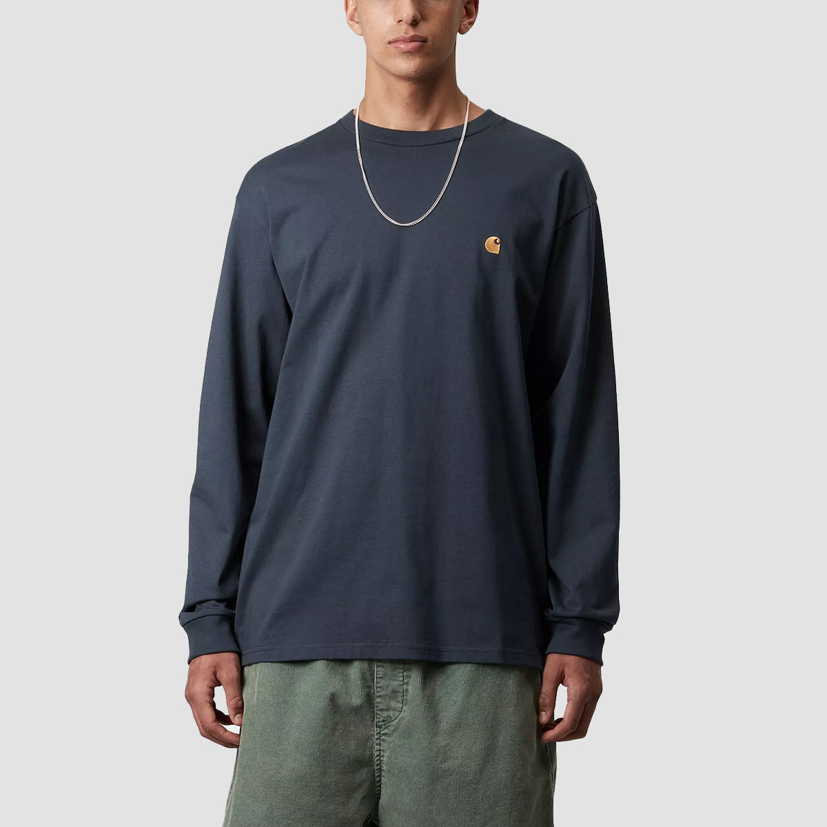 Carhartt WIP Chase Longsleeve T-Shirt Dusky Blue/Gold