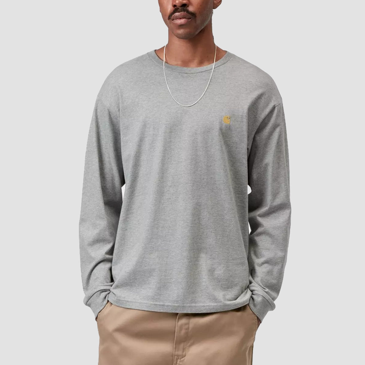 Carhartt WIP Chase Longsleeve T-Shirt Grey Heather/Gold