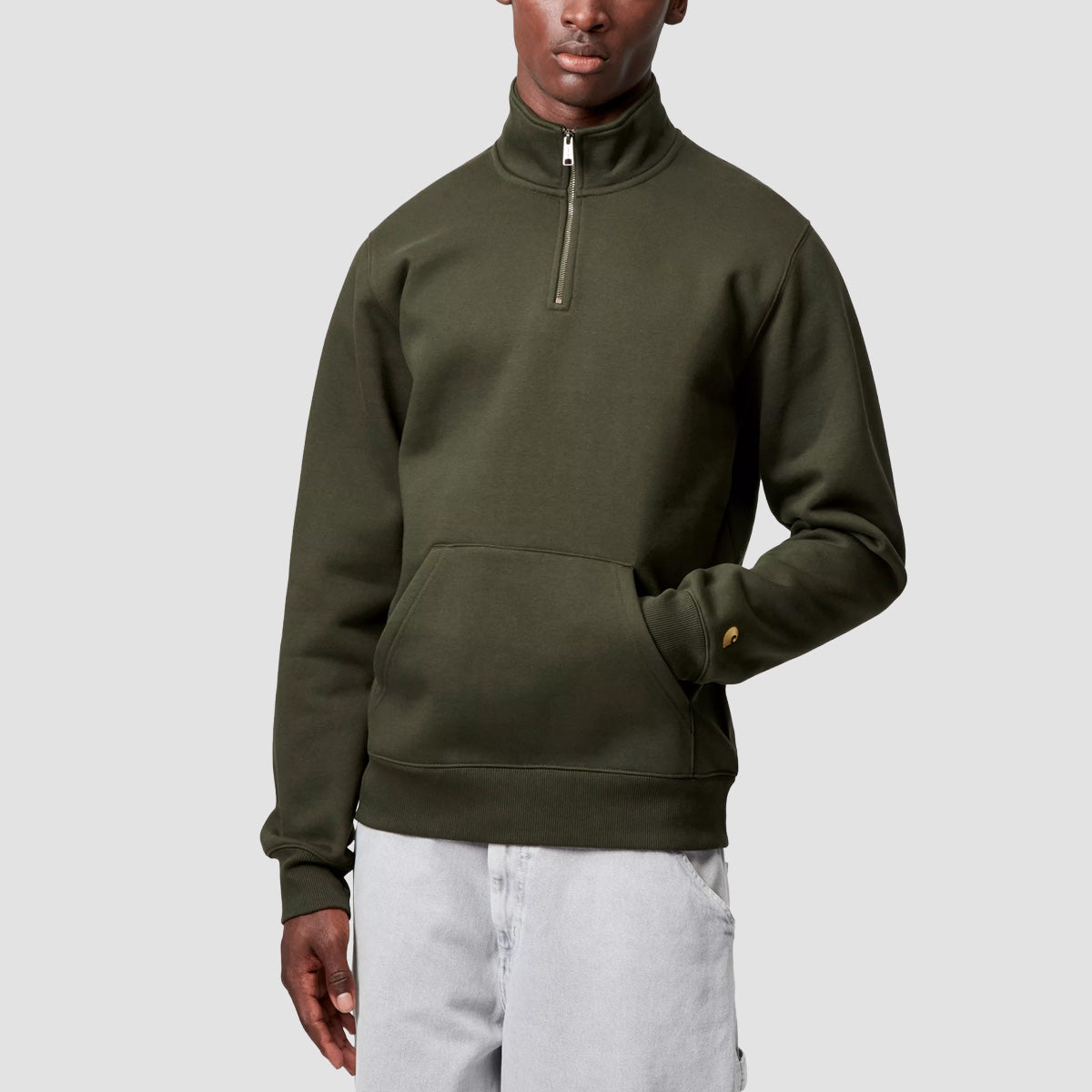 Carhartt WIP Chase Neck Zip Sweatshirt Olive/Gold