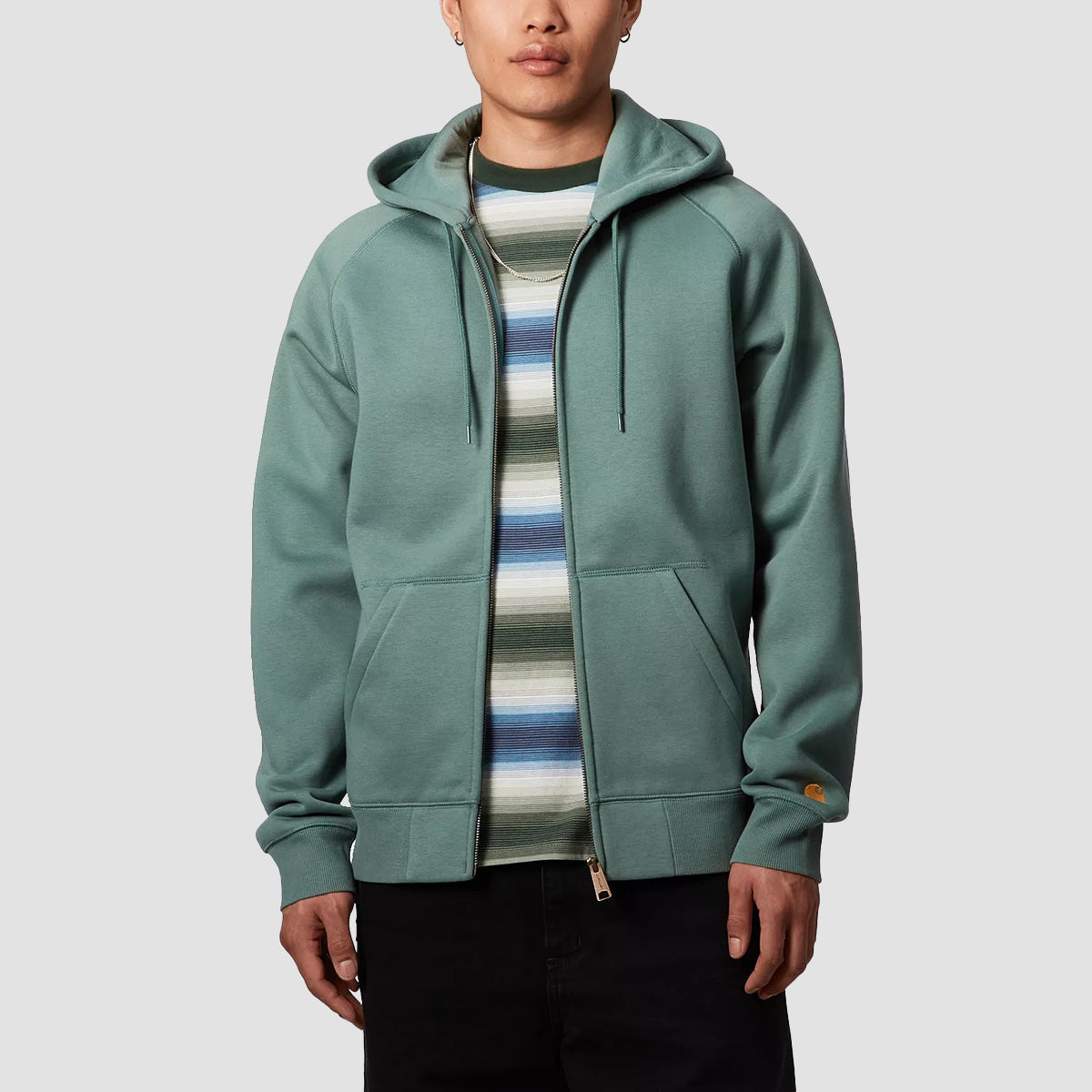 Carhartt WIP Chase Zip Hoodie Silver Pine/Gold - Main Image