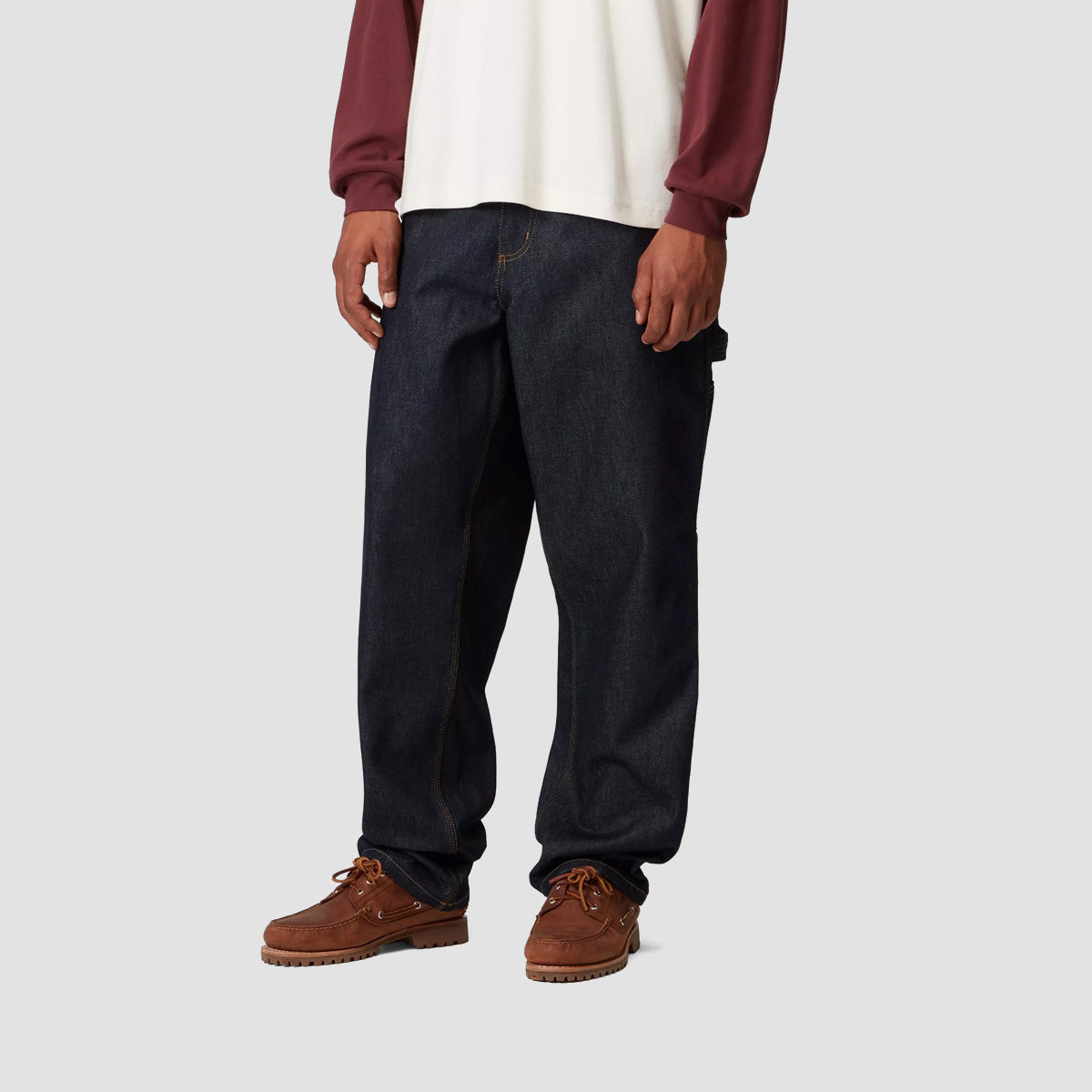 Carhartt WIP Single Knee Relaxed Straight Fit Jeans Blue Rigid