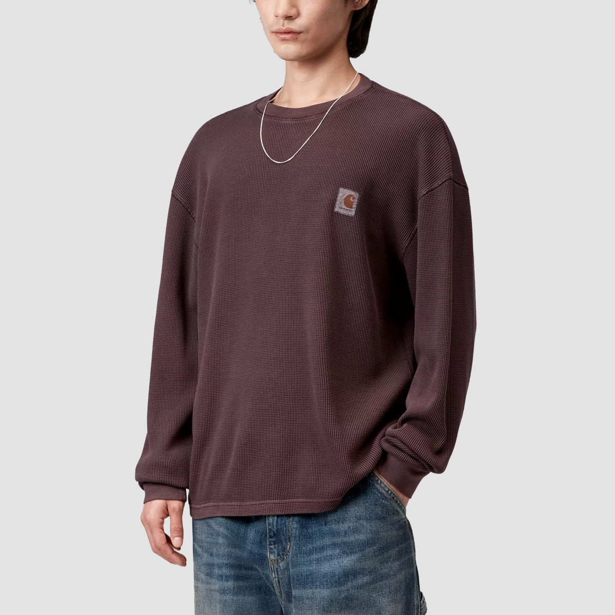 Carhartt WIP Vista Waffle Longsleeve T-Shirt Palisander Garment Dyed