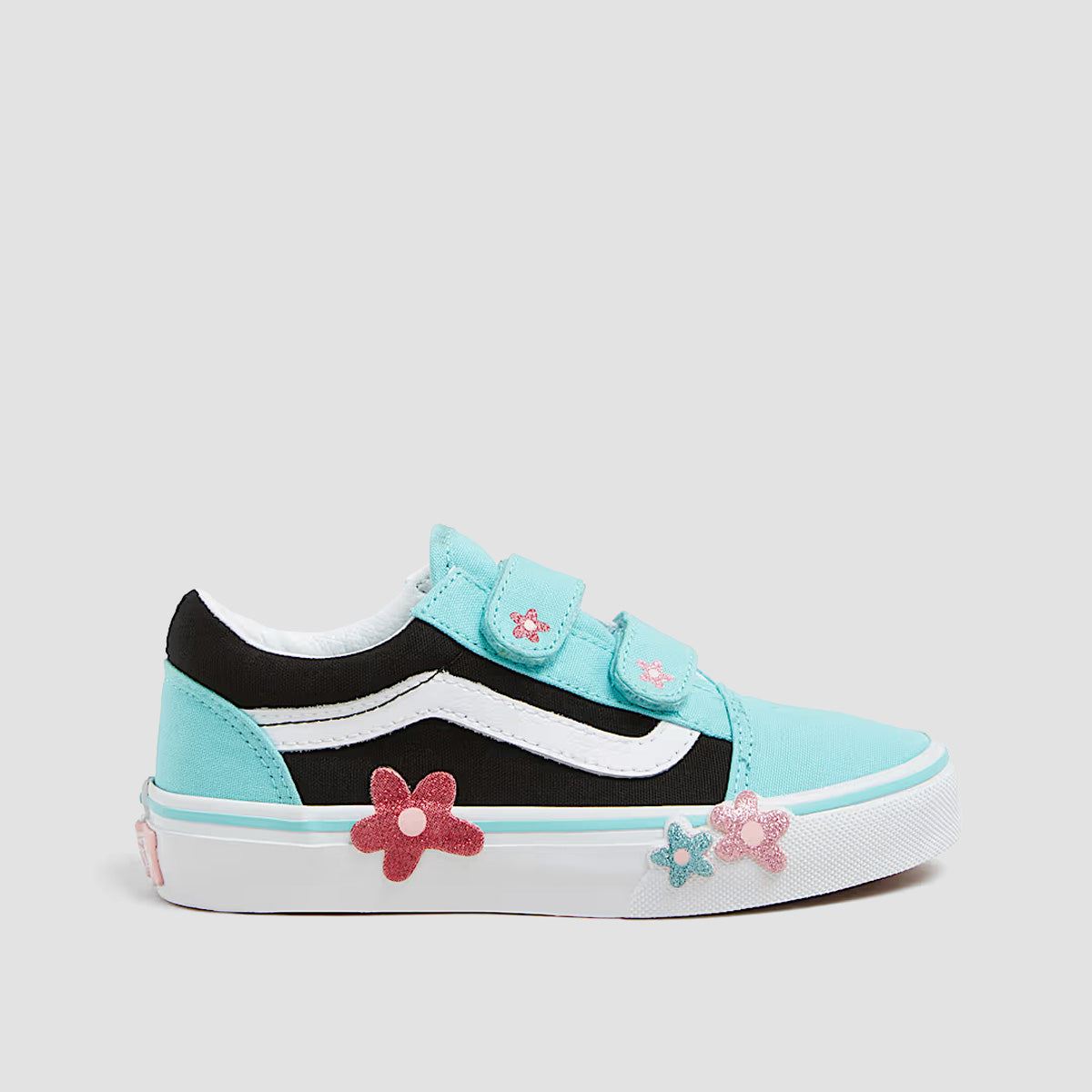 Vans Old Skool V Flower Shoes - Glitter Flower Power Multi/True White - Kids