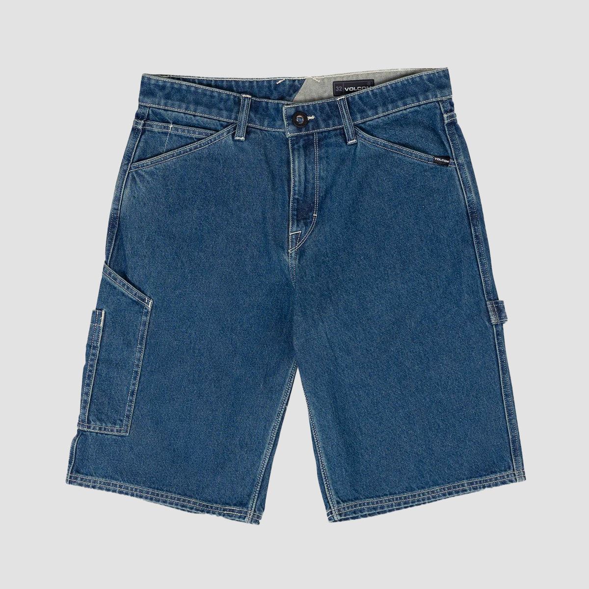 Volcom Labored Denim Utility Shorts Indigo Ridge Wash